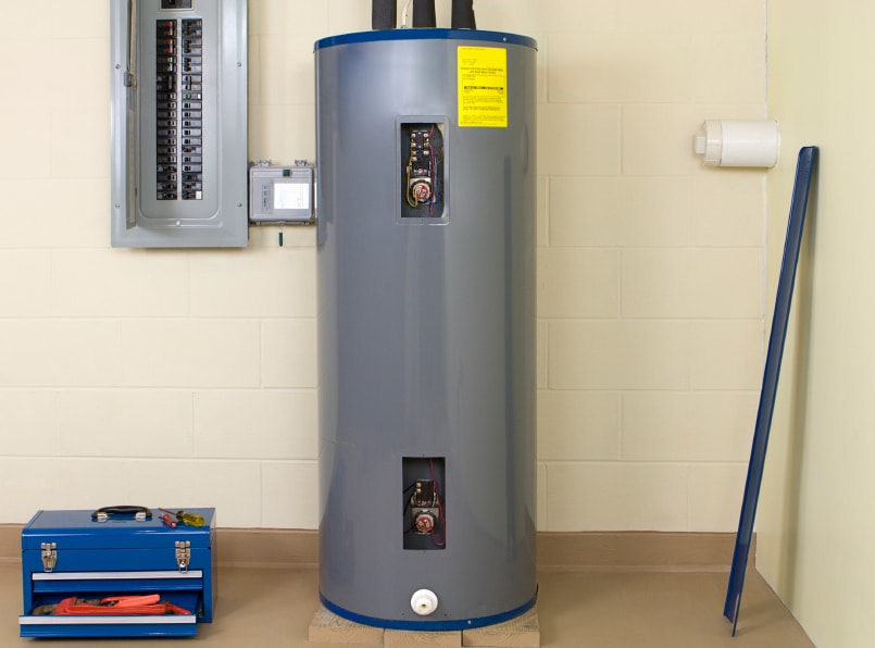 Water heater installed in a home